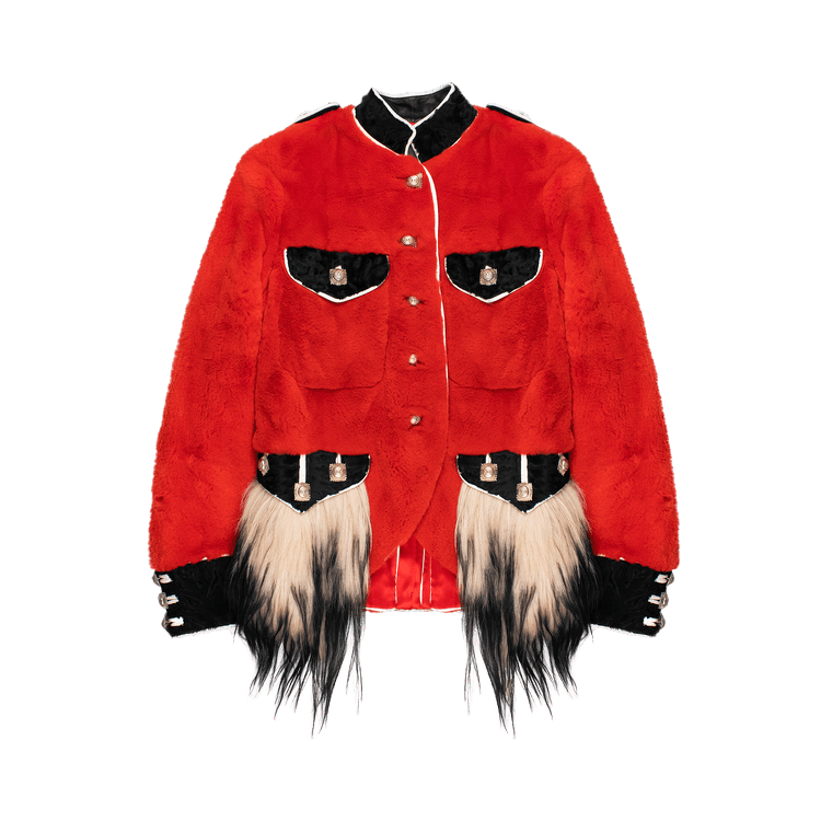 Vintage Jean Paul Gaultier Mink Fur Napoleon Jacket "Black/Cream/Red"