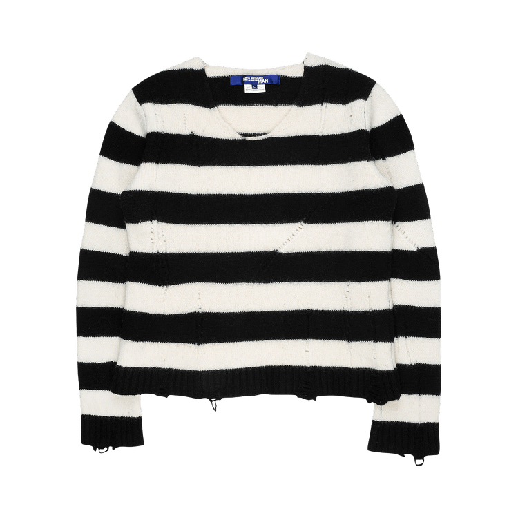 Pre-Owned Junya Watanabe Vintage Distressed Striped Sweater "Black/White"
