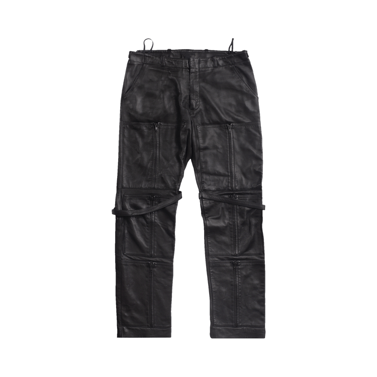 Vintage Helmut Lang Leather Bondage Aviator Pants "Black"