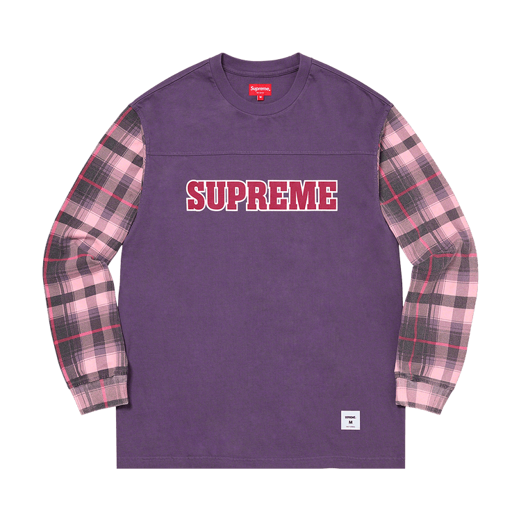 Supreme Plaid Sleeve Long-Sleeve Top "Dusty Purple"