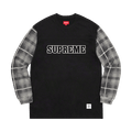 Supreme Plaid Sleeve Long-Sleeve Top "Black"