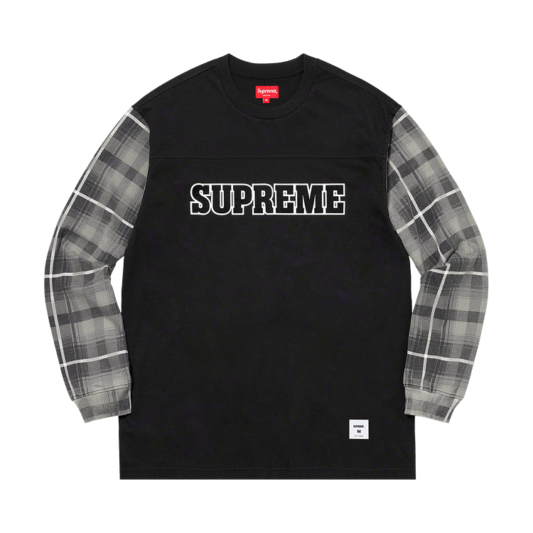Supreme Plaid Sleeve Long-Sleeve Top "Black"
