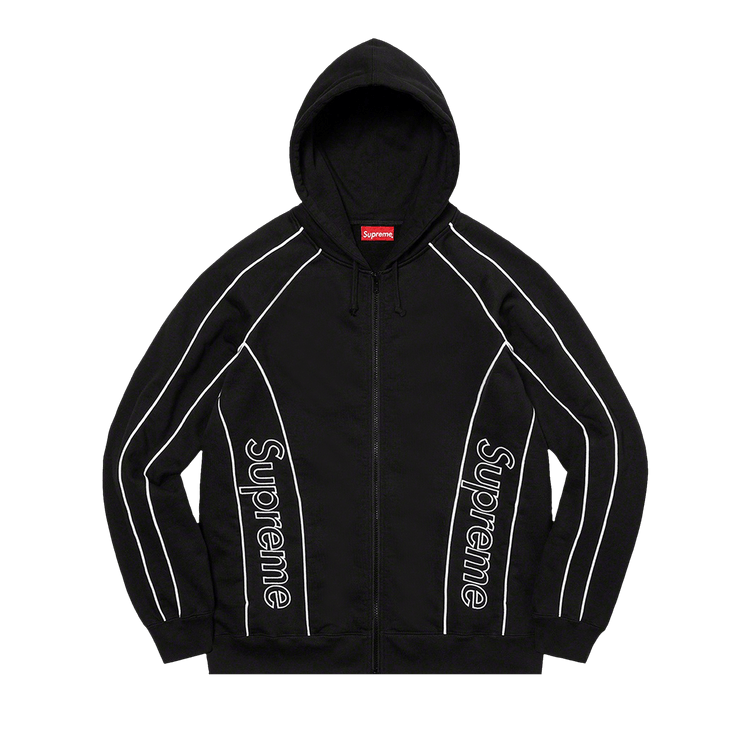 Supreme Track Paneled Zip Up Hooded Sweatshirt "Black"