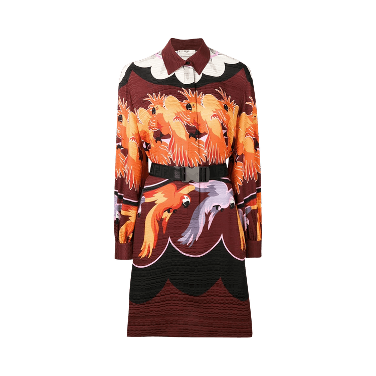 Fendi Parakeet Print Shirt Dress "Colorblock"