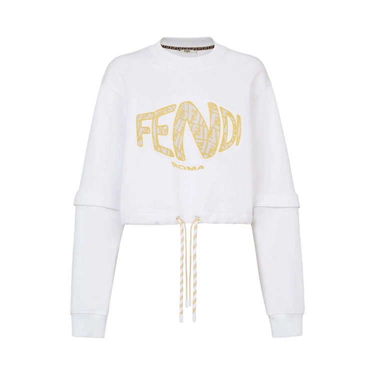Fendi Fisheye Crop Jersey Sweatshirt "White"