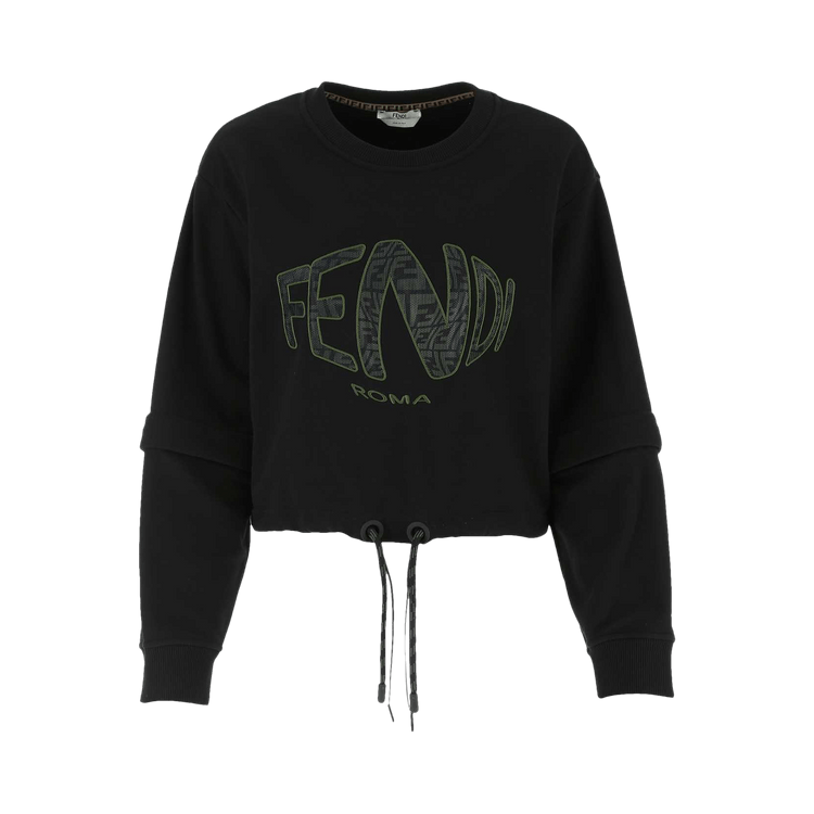 Fendi Fisheye Crop Jersey Sweatshirt "Black"