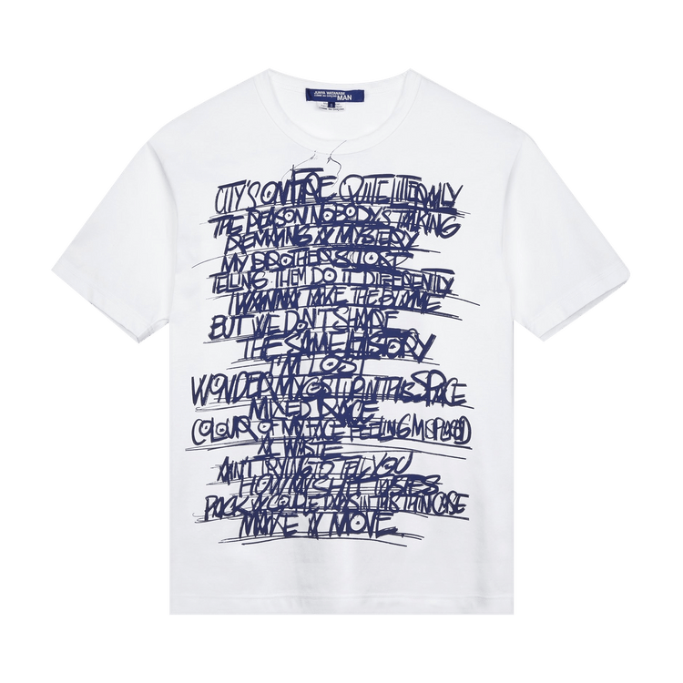 Junya Watanabe Looking Back Printed T-Shirt "White/Navy"