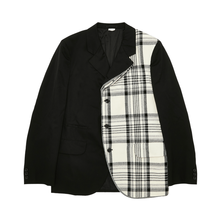 Comme des Garçons Homme Plus One Side Plaid Layered Jacket "Black/Natural"