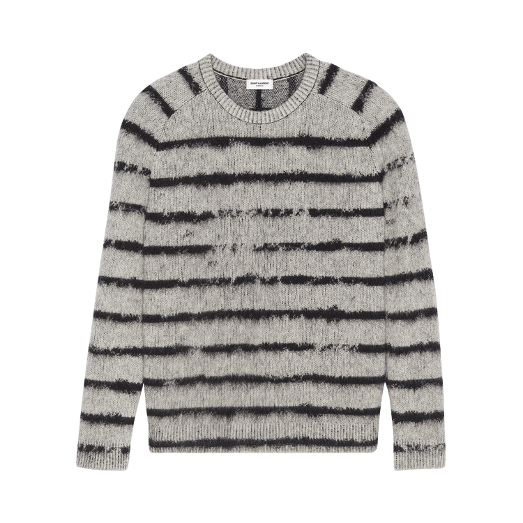 Saint Laurent Brushed Interrupted Stripe Sweater "Grey/Noir"