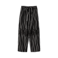 Kapital Cotton Rayon Staggered Striped Pearl Easy Pants "Black"