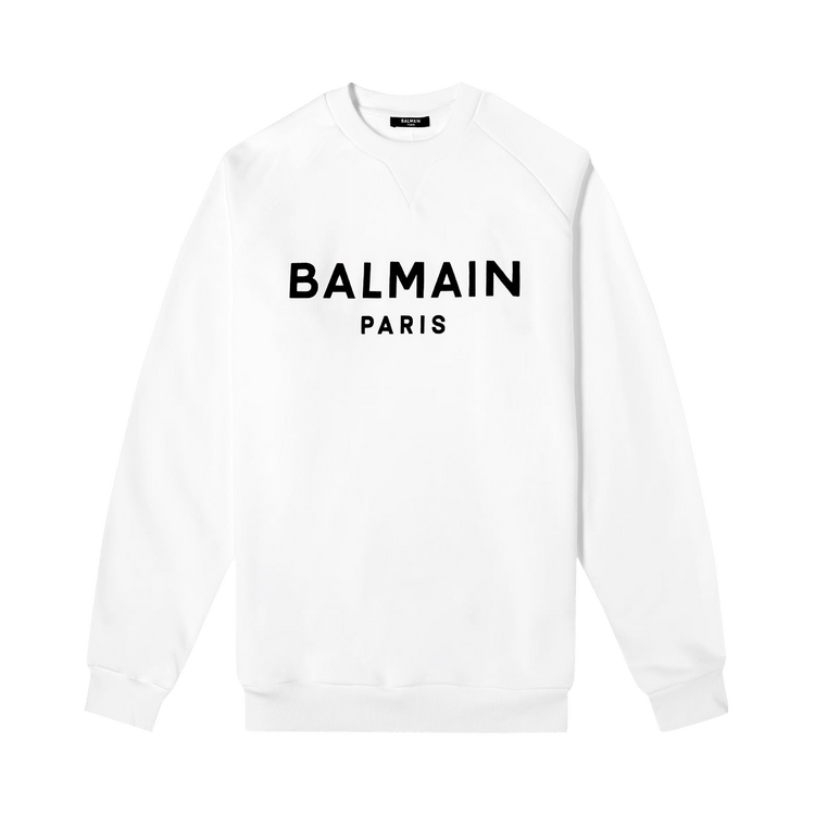 Balmain Eco Design Flocked Logo Sweatshirt "Blanc/Noir"