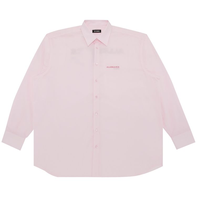Raf Simons Big Fit Shirt With Embroidered Text In Back "Light Pink"