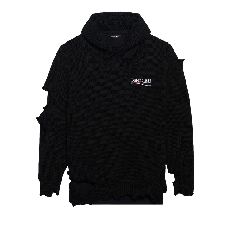 Balenciaga Political Campaign Destroyed Hoodie "Black/Black"