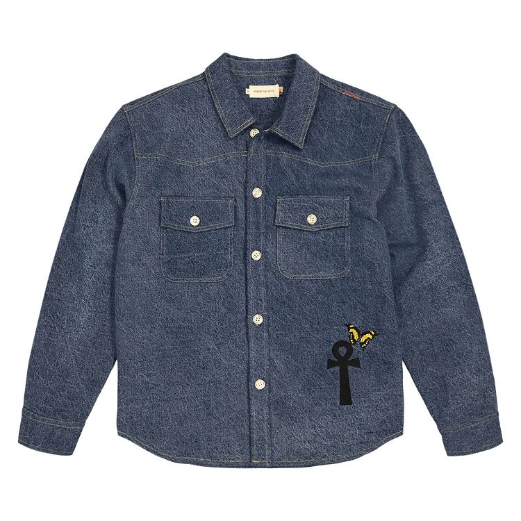 Honor The Gift Denim Varsity Jacket "Blue"