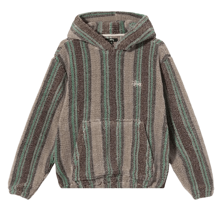 Stussy Stripe Sherpa Hoodie "Tannin"