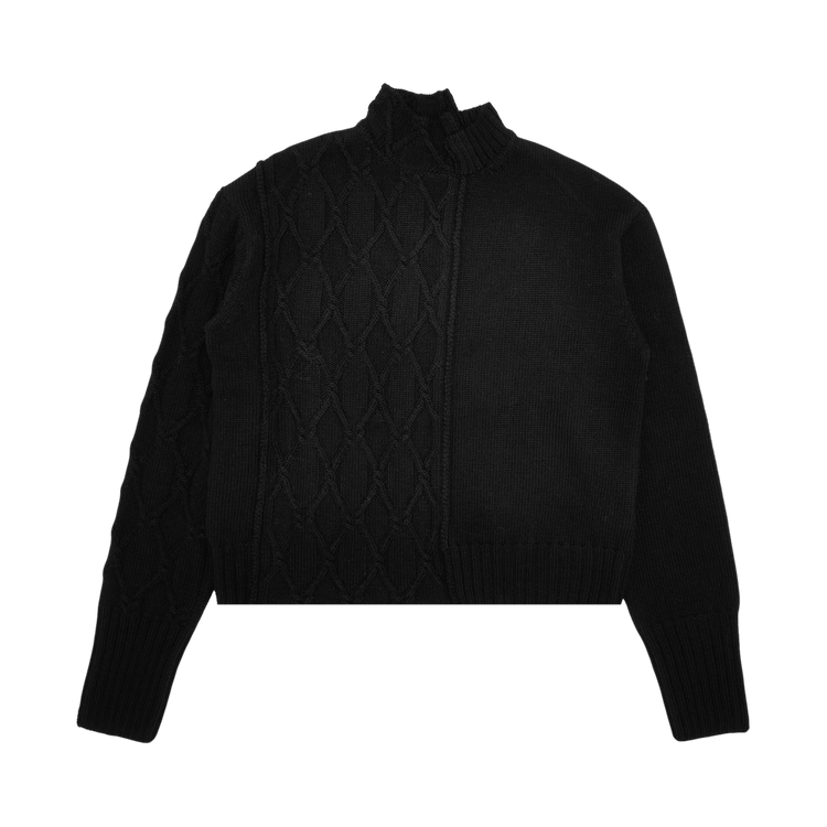 Yohji Yamamoto Diamond Pattern Panel Turtleneck Sweater "Black"