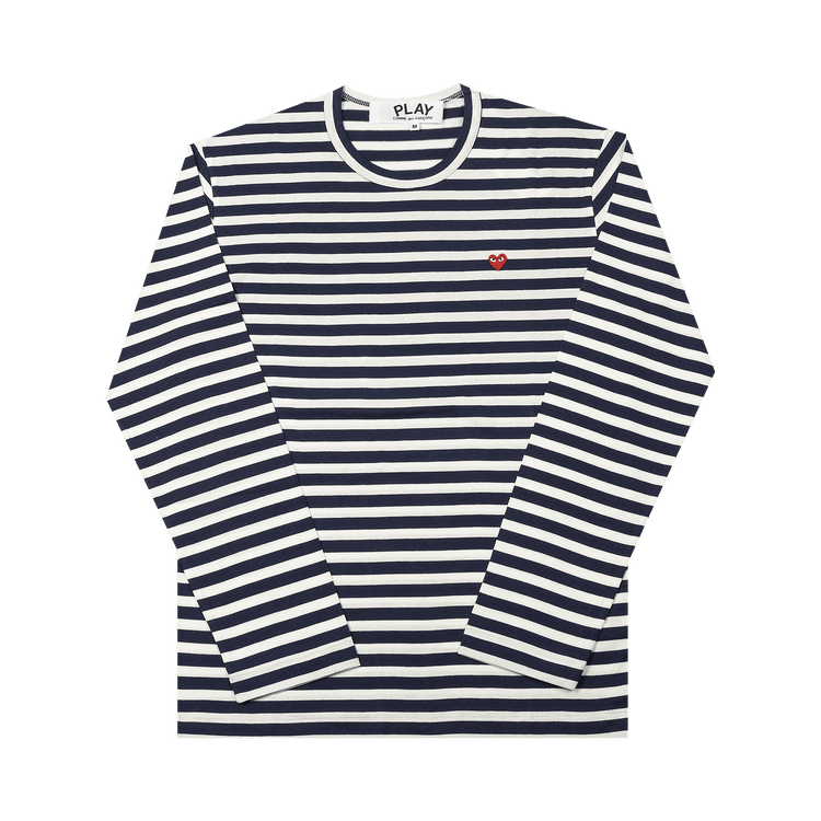 Comme des Garçons PLAY Small Heart Striped Long-Sleeve T-Shirt "Navy/White"