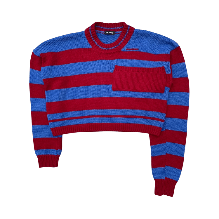 Raf Simons Pocket Distrubed Striped Sweater "Red/Blue"
