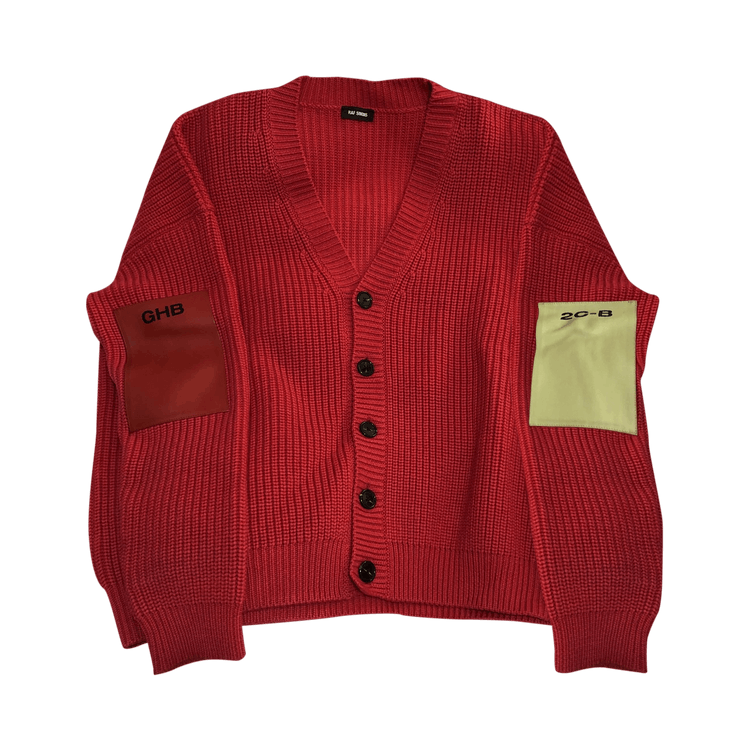 Raf Simons Oversized V-Neck Patch Cardigan "Red"