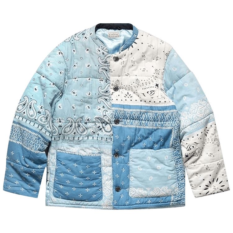 Kapital Gauze Bandana Patchwork Quilt Samue Blouson "Sax"
