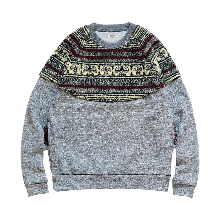 Kapital TOP Fleece x Birds Eye Fleece Nordic sweatshirt "Charcoal"