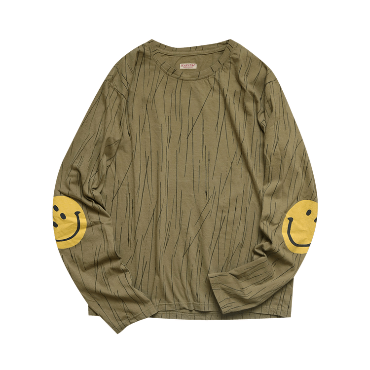 Kapital Smiley Patch Rain Camouflage Tianzhu Crulon Tee "Khaki"