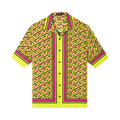 Versace La Greca Print Silk Shirt "Yellow/Multicolor"