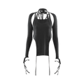 Hyein Seo Layered Halter Top With Hooded Sleeve "Black"
