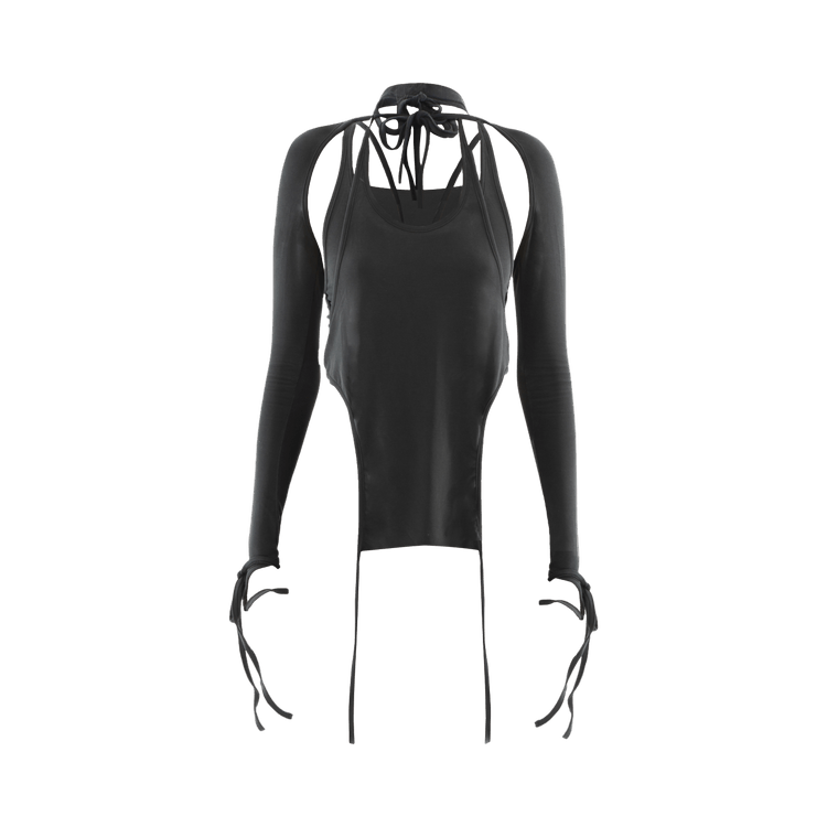 Hyein Seo Layered Halter Top With Hooded Sleeve "Black"