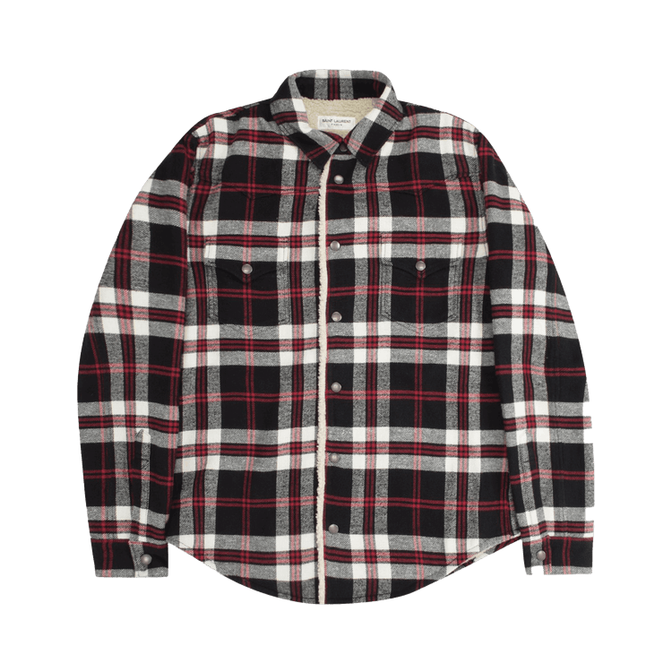 Saint Laurent Oversized Plaid Western Shirt "Red/Black/Beige Check"
