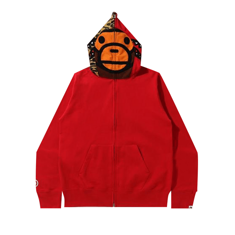 BAPE Milo Shark Full Zip Hoodie "Red"