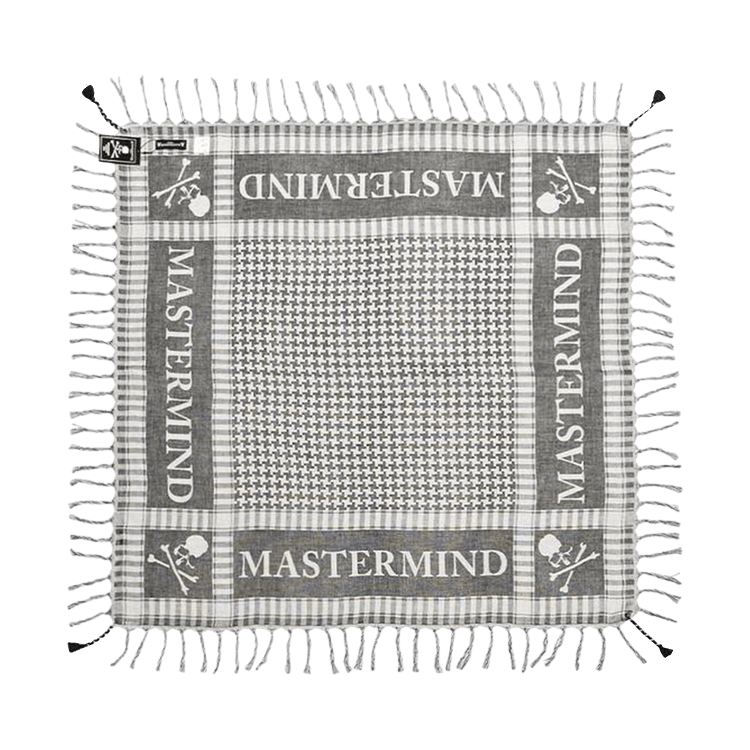 Mastermind World Check Fringe Stole "White/Black"