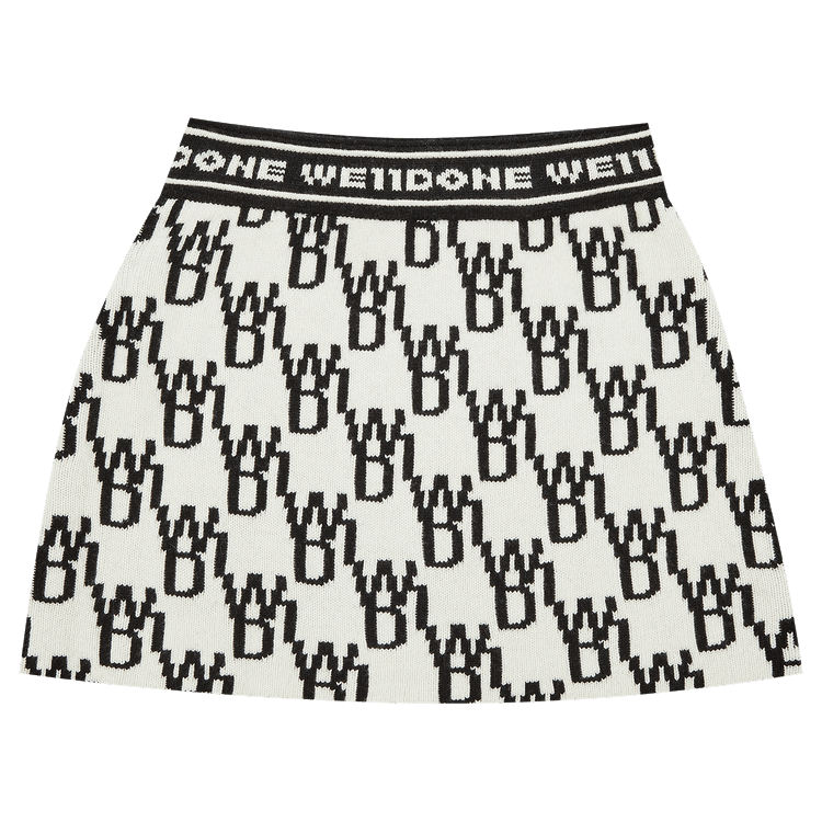 We11done All Over Logo Knit Mini Skirt "Ivory"
