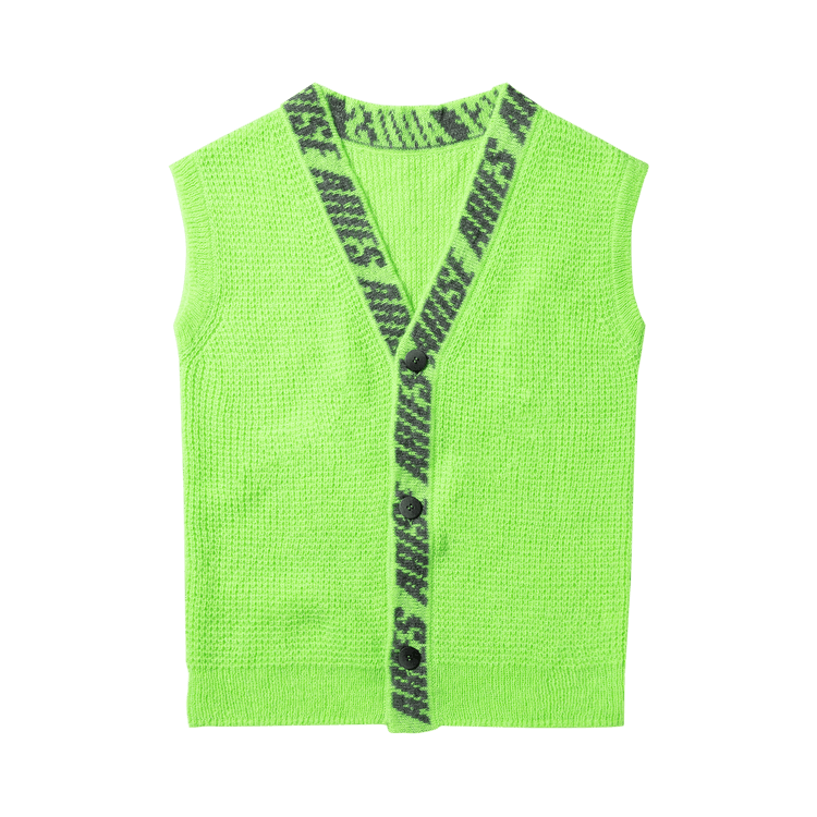 Aries Waffle Knit Sweater Vest "Green"