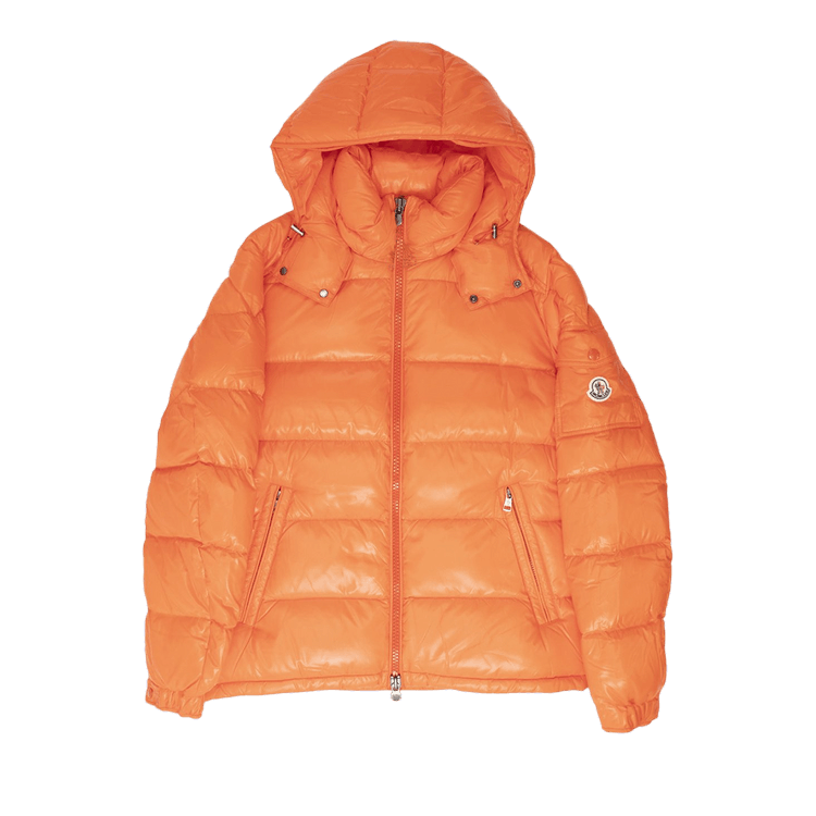 Moncler Maya Hooded Puffer Shiny Jacket "Orange"