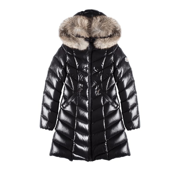 Moncler Fulmarus Long Full Zip Coat With Fur Neck "Black"