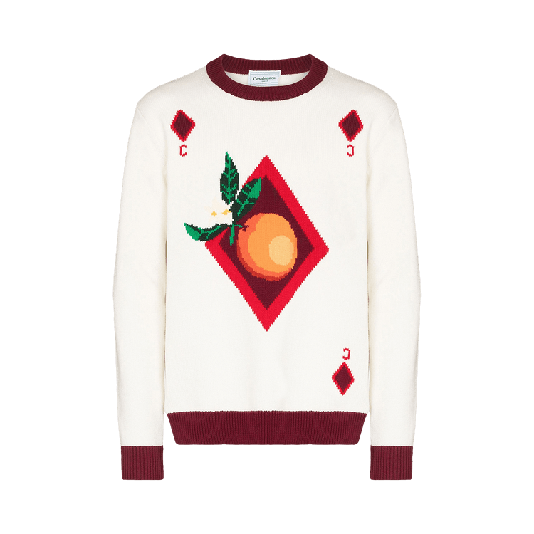 Casablanca Orange Card Intarsia Sweater "Off White"