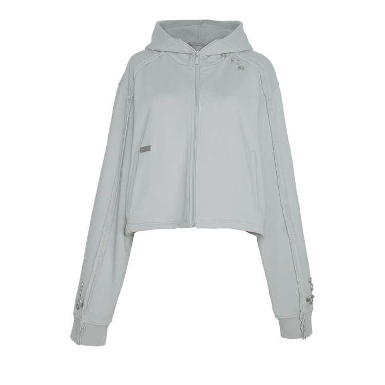 C2H4 Zippered Raw Edge Short Hoodie "Grey"