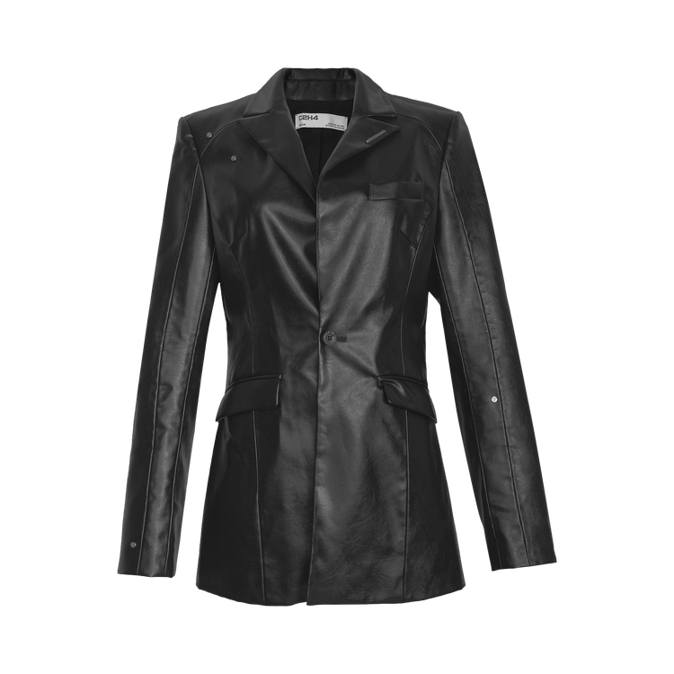 C2H4 Arc Cutting Asteroid Leather Blazer "Black"