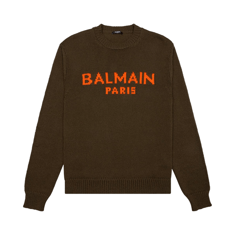 Balmain Merino Pullover "Khaki/Orange"