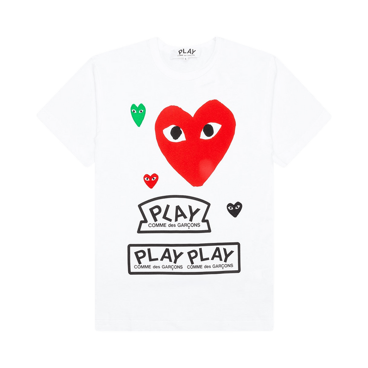 Comme des Garçons PLAY Red Multi Logo Short-Sleeve T-Shirt "White"