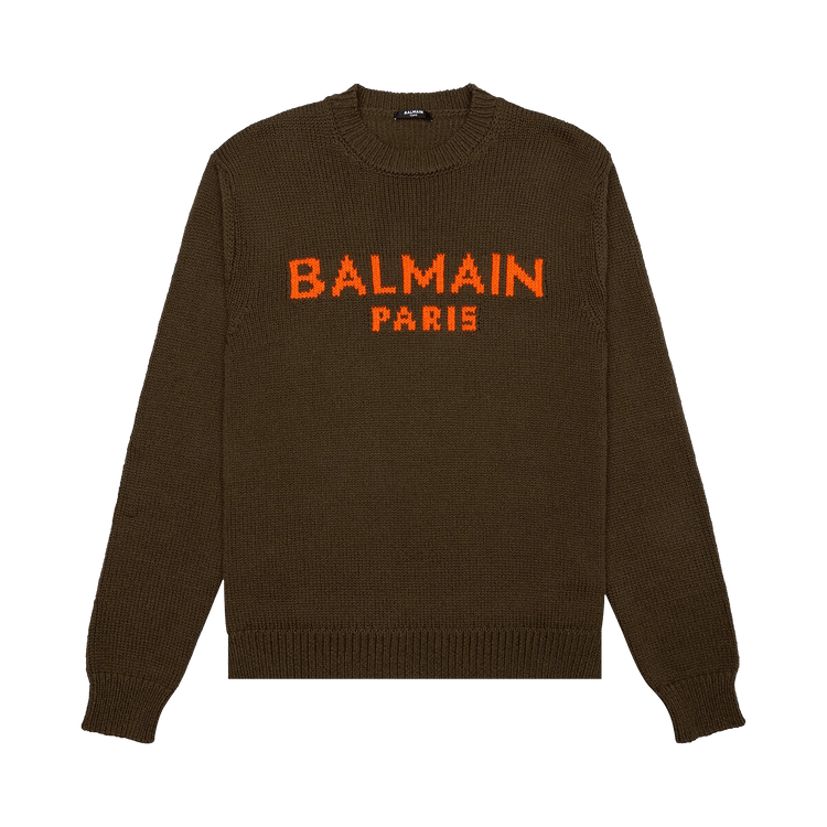 Balmain Merino Pullover "Kaki/Orange"