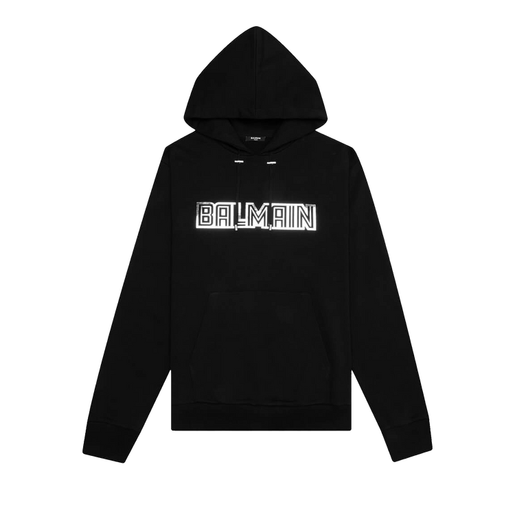 Balmain Silver Embossed Hoodie "Noir/Argent"
