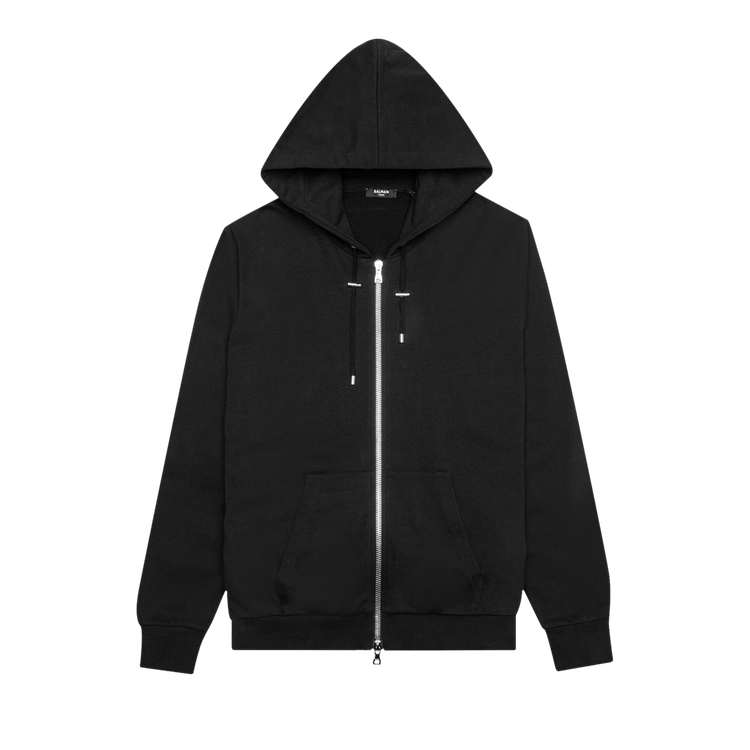 Balmain Zipped Flock Hoodie "Black"