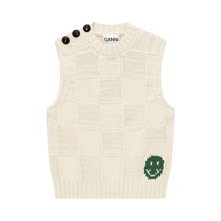GANNI Cotton Rope Knit Vest "Brazilian Sand"