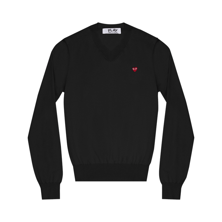 Comme des Garçons PLAY Red Heart Patch V-Neck Sweater "Black"