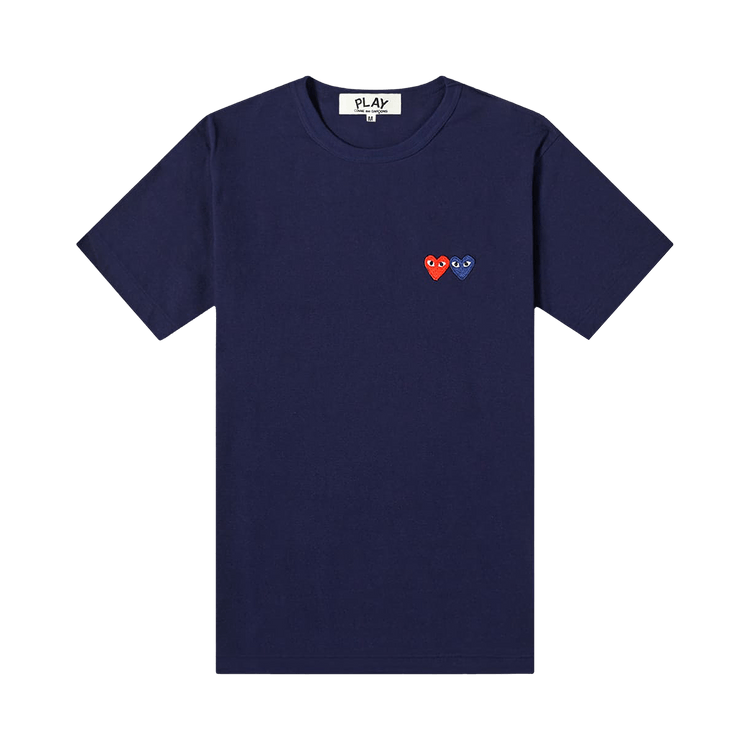 Comme des Garçons PLAY Navy & Red Double Heart T-Shirt "Navy"
