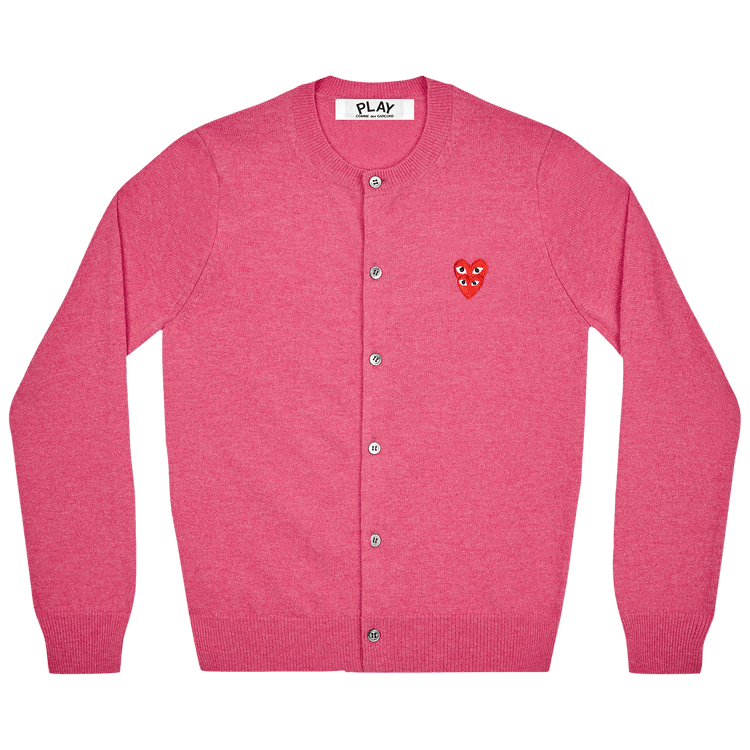 Comme des Garçons PLAY Wool Layered Double Heart Cardigan "Pink"