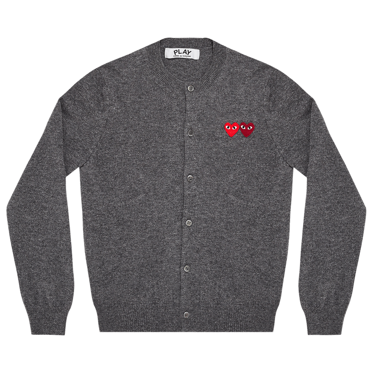 Comme des Garçons PLAY Wool Layered Double Heart Cardigan "Grey"