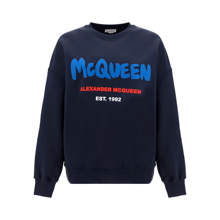 Alexander McQueen Graffiti Organic Sweatshirt "Navy/Multicolor"